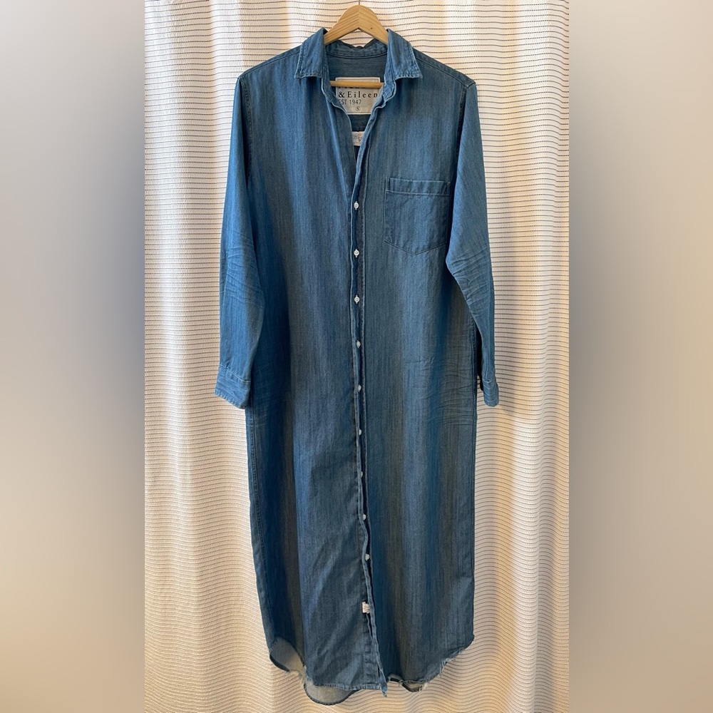Frank & Eileen Rory Maxi Shirtdress in Vintage Stonewashed Indigo.
